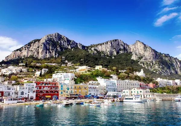 Boat tour sailing past the Faraglioni of Capri